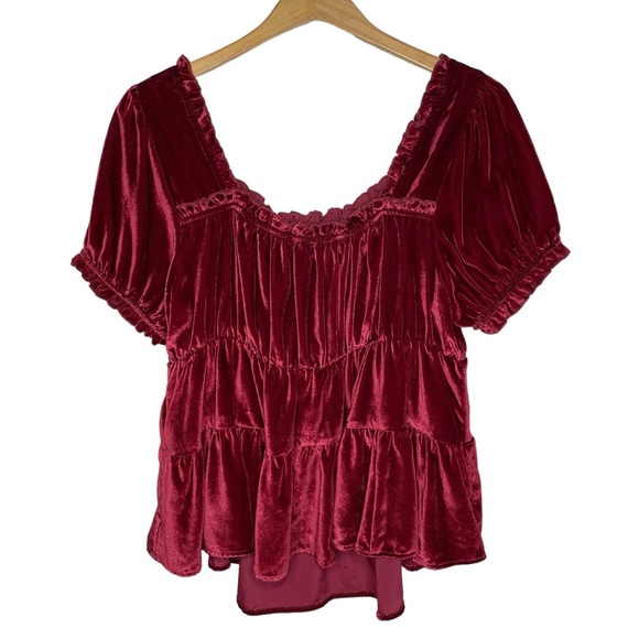 Torrid Babydoll Velvet Tiered Top - Picture 3 of 8